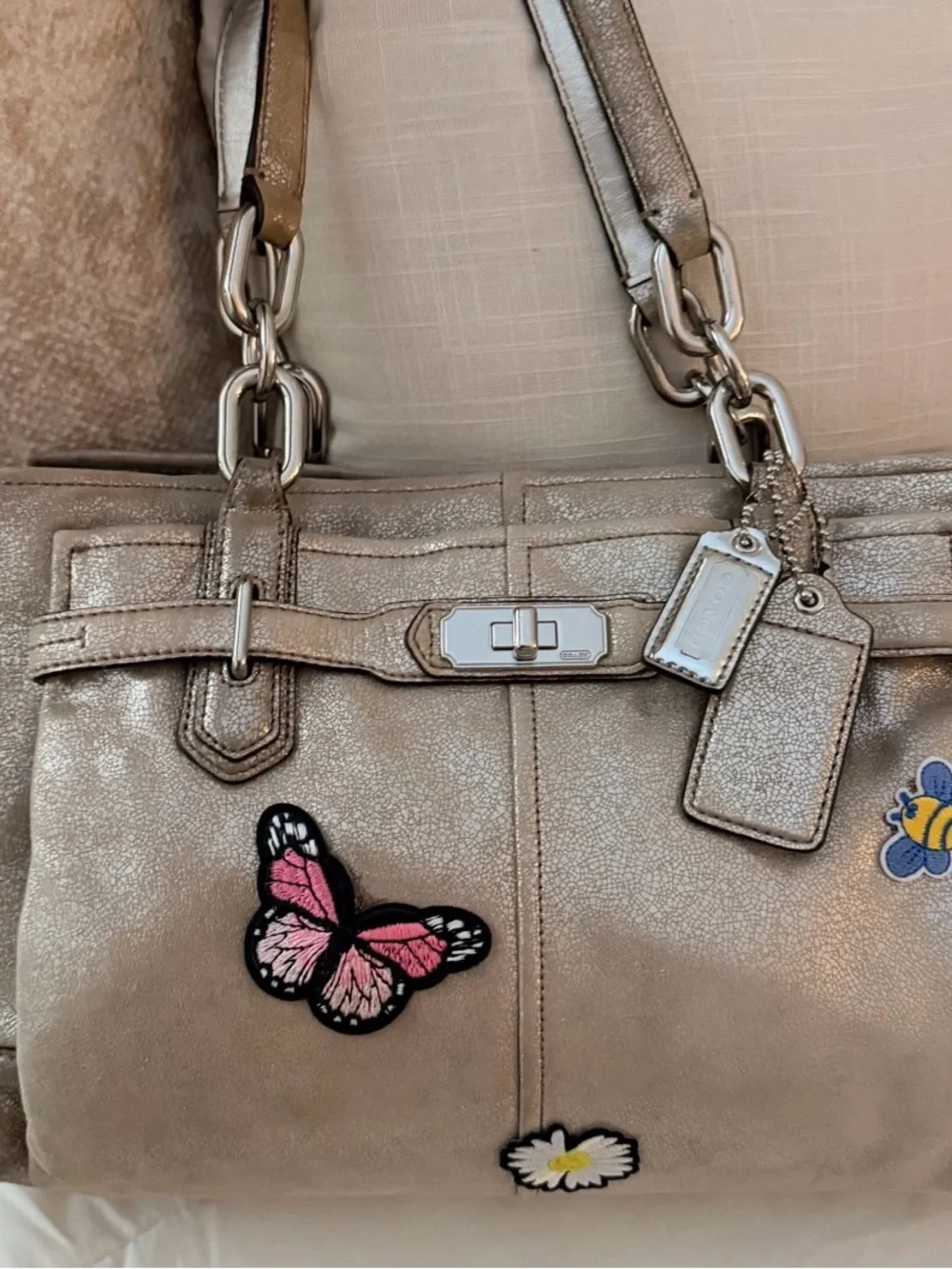 COACH Chelsea Jayden Custom Carryall Champagne Gold Metallic